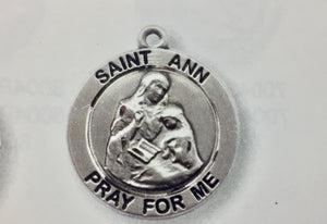 Saint Ann Pendant With 18 Inch Silver Curb Chain Religious