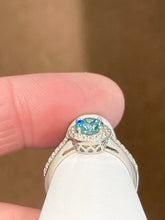 Load image into Gallery viewer, Blue Swarovski Zirconia Silver Halo Ring
