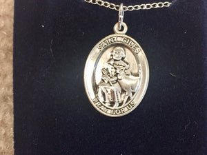Saint Giles Silver Pendant With Chain Religious
