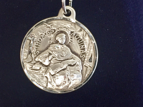 Saint Thomas Aquinas Silver Pendant And Chain Religious