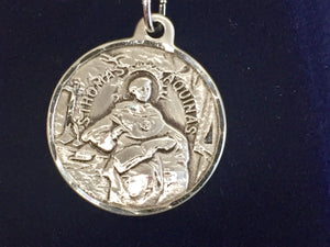 Saint Thomas Aquinas Silver Pendant And Chain Religious