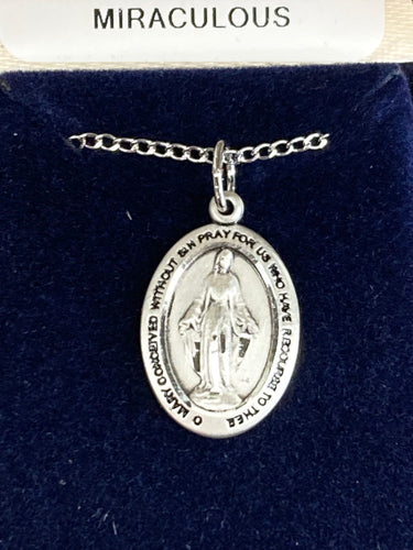 Silver Miraculous Medal And Chain