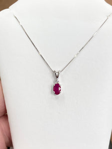 Ruby And Diamond White Gold Pendant And Chain