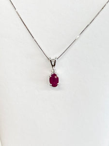 Ruby And Diamond White Gold Pendant And Chain