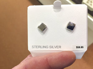 Silver Square Stud Earrings
