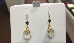 14 K Gold Snow Globe Dangle Earrings
