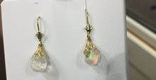 Load image into Gallery viewer, 14 K Gold Snow Globe Dangle Earrings