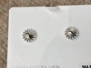 Silver Scallop Button Earrings