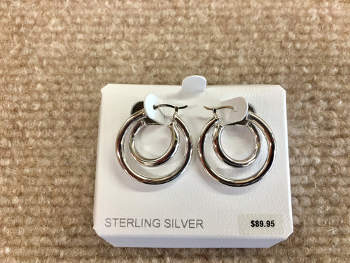 Silver Double Hoop Earrings