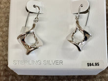 Load image into Gallery viewer, Silver Marquis Twist Dangle Earrings