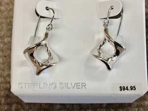 Silver Marquis Twist Dangle Earrings