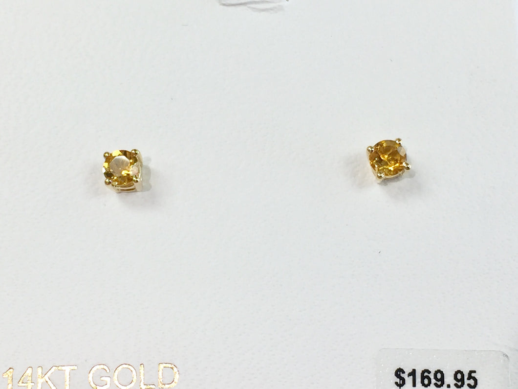 Citrine 14 K Yellow Gold Earrings 0 .46 Carat Weight