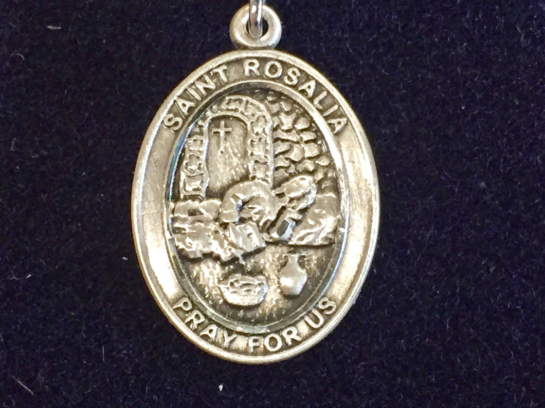 Saint Rosalia Silver Pendant And Chain Religioius