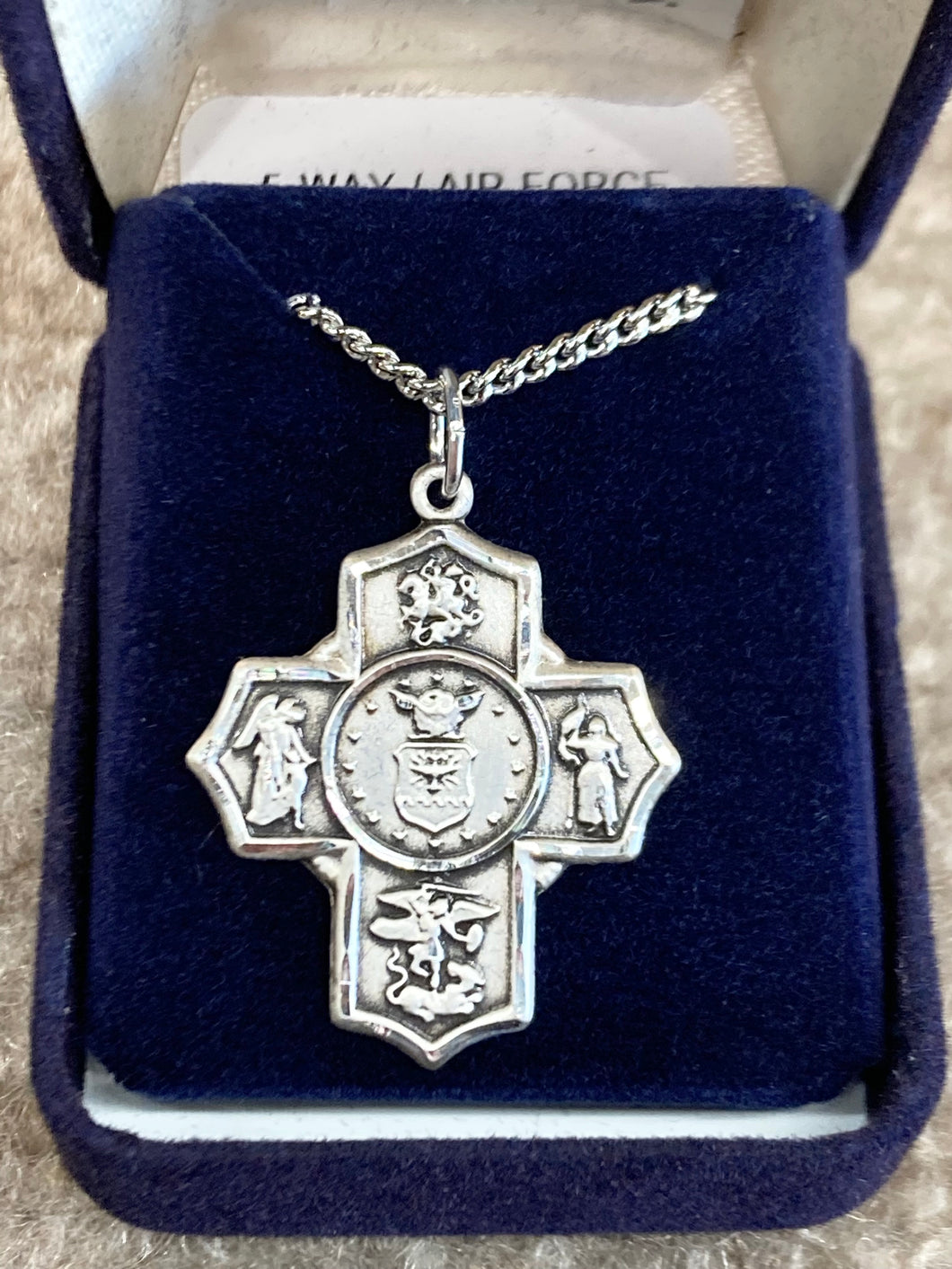 Five Way Devotion Medal With Chain Air Force Silver Religious