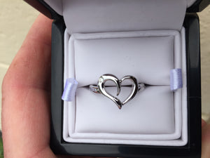 Silver Diamond Heart Ring