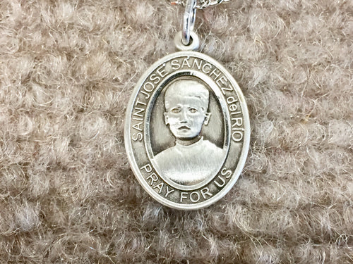 Saint Jose Sanchez Del Rio Silver Pendant And Chain