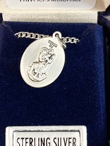 Saint Christopher Silver Lacrosse Pendant And Chain