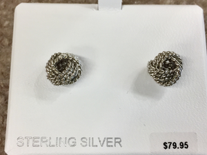 Silver Knot Ball Earrings