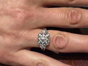 Diamond Silver Filigree Ring