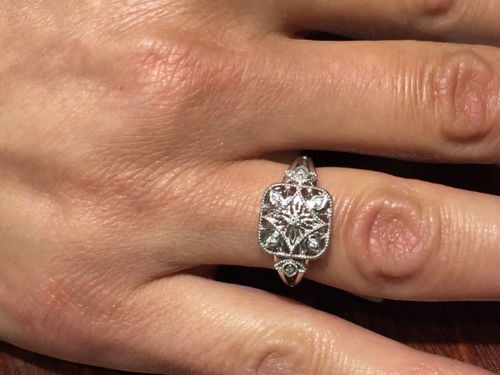 Diamond Silver Filigree Ring