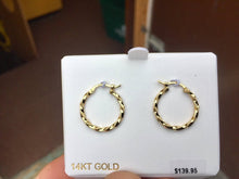 Charger l&#39;image dans la galerie, 14 K Yellow Gold Twist Hoop Earrings