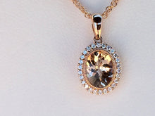 Cargar imagen en el visor de la galería, Morganite And Diamond Rose Gold Pendant With Rose Gold Chain