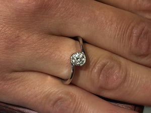 14 K White Gold Diamond Engagement Ring Bezel Set