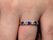 Load image into Gallery viewer, Sapphire And Diamond 18 K Yellow Gold Ring