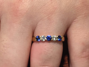 Sapphire And Diamond 18 K Yellow Gold Ring