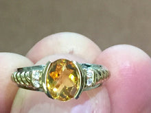 Cargar imagen en el visor de la galería, Citrine And Diamond 14 K White And Yellow Gold Ring