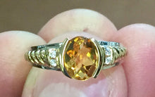 Cargar imagen en el visor de la galería, Citrine And Diamond 14 K White And Yellow Gold Ring