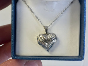 Sterling Silver Heart Pendant And Adjustable Chain