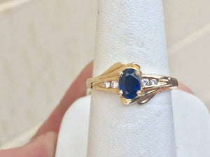 Sapphire And Diamond 14 K Yellow Gold Ring