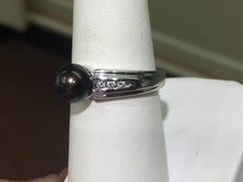 Load image into Gallery viewer, Black Pearl And Diamond 14 K White Gold Ring