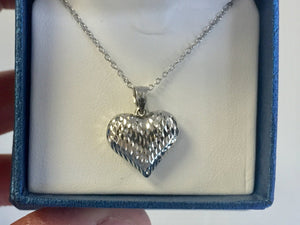 Sterling Silver Heart Pendant And Adjustable Chain