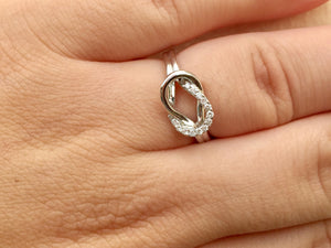 14 K White Gold Diamond Love Knot Ring