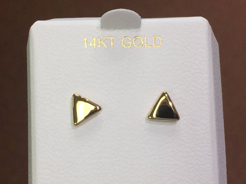 14 K Yellow Gold Triangle Stud Earrings