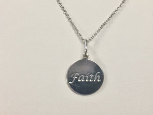 Sterling Silver And 14 K Gold Faith Charm With Cross Silver Chain Religious