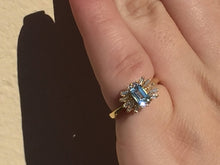 Load image into Gallery viewer, Topaz And Diamond 14 K Gold Cocktail Ring Baguette Diamonds