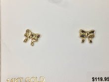 Load image into Gallery viewer, Ribbon 14 K Yellow Gold Stud Earrings