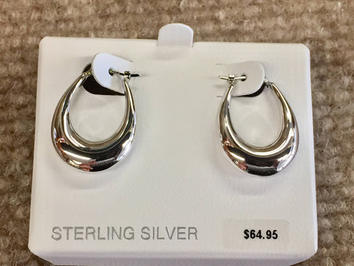 Sterling Silver Oval Hoop Earrings