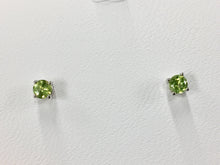 Load image into Gallery viewer, 14 K White Gold 0.58 Carat Round Peridot Stud Earrings August Birthstone