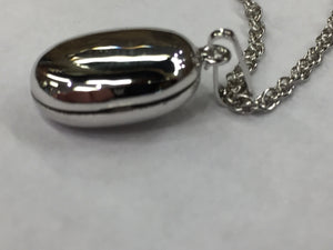 Silver Locket Oval With 18 Inch Rope Chain Engravable