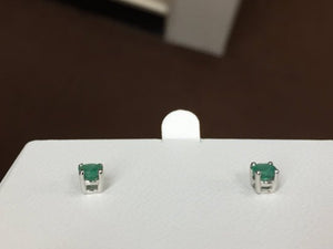 Emerald 14 K White Gold Stud Earrings 0.54 Carats