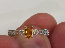 Cargar imagen en el visor de la galería, Citrine &amp; Diamond 14 K White Gold Ring