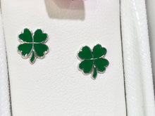 Load image into Gallery viewer, Baby Earrings Four Leaf Clover Silver Threaded Backs