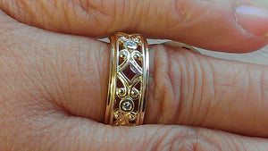 14 K Yellow Gold Ruby And Diamond Ring
