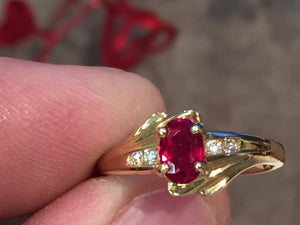 Ruby And Diamond 14 K Gold Ring