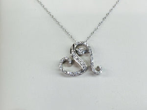 14 K White Gold Shimmer Diamond Heart Pendant
