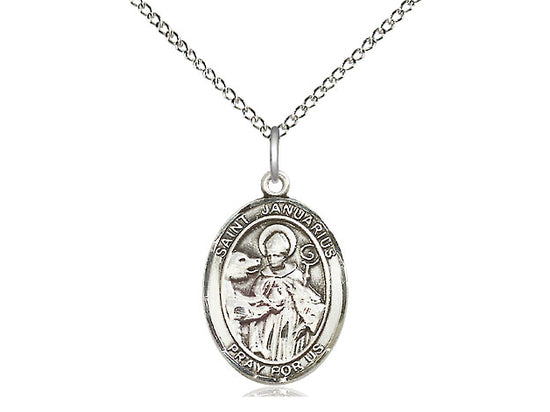 Saint Januarius Silver Pendant With 18 Inch Chain Religious